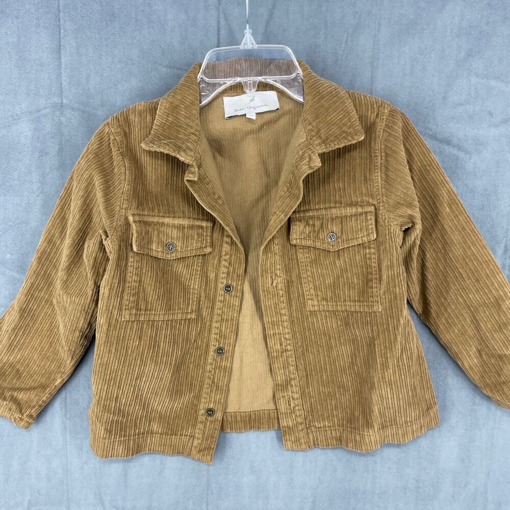 Bebe Organic Jacket Kids 6Y Brown Corduroy Button Up 100% Cotton Long Sleeve